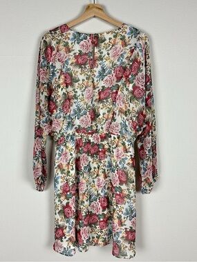 WAYF Floral print mini dress with long sleeves
